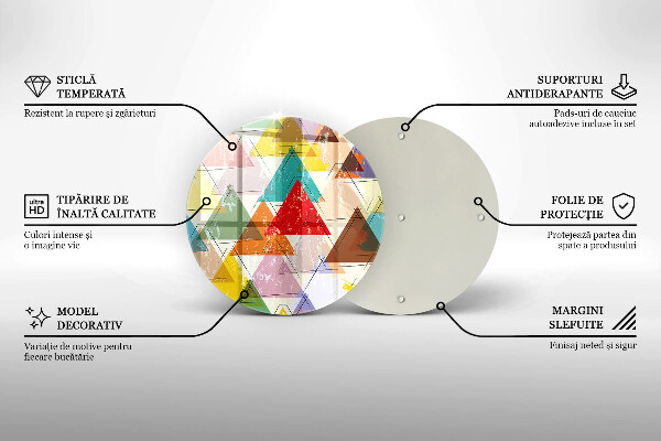 Kuchynská doska veľká zo skla Maľované trojuholníky