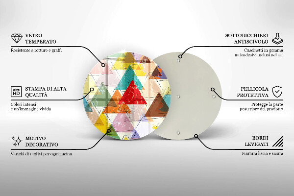 Kuchynská doska veľká zo skla Maľované trojuholníky
