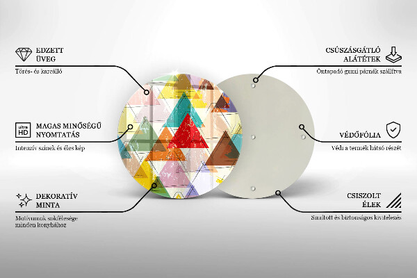 Kuchynská doska veľká zo skla Maľované trojuholníky