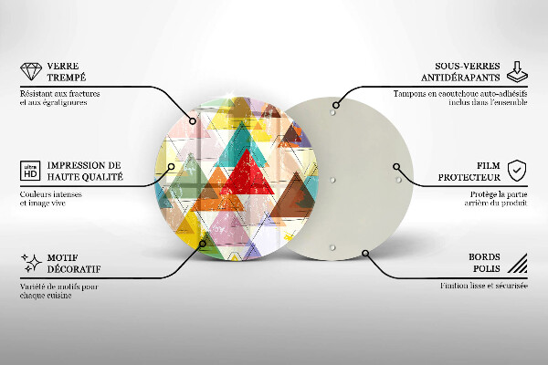 Kuchynská doska veľká zo skla Maľované trojuholníky