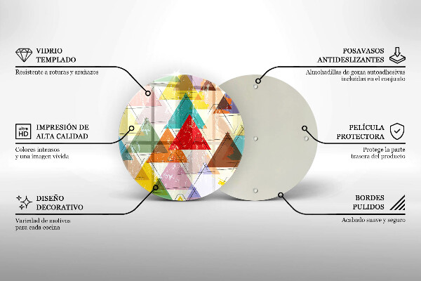 Kuchynská doska veľká zo skla Maľované trojuholníky