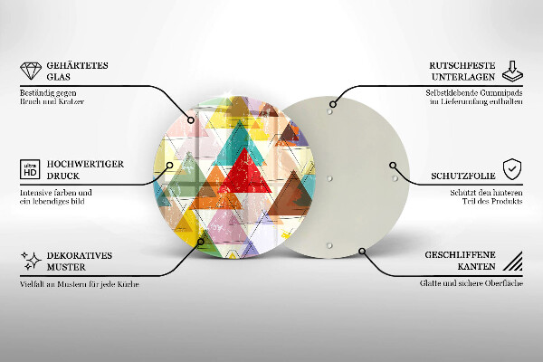 Kuchynská doska veľká zo skla Maľované trojuholníky