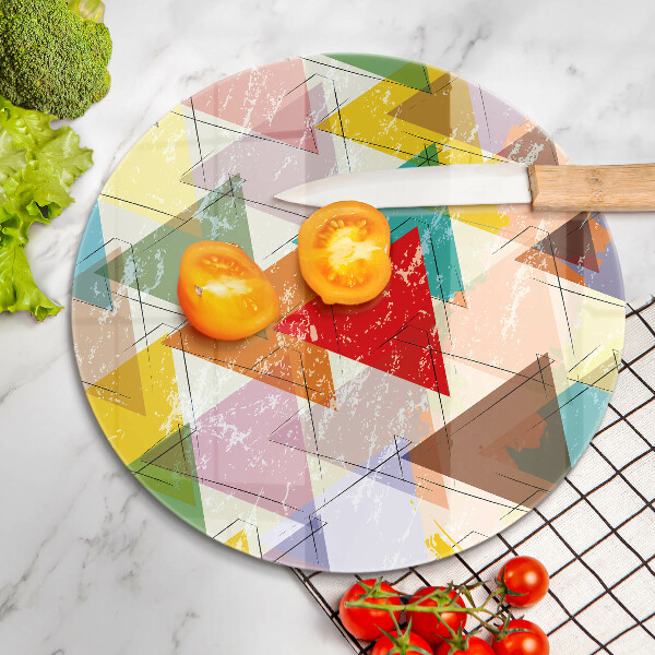 Kuchynská doska veľká zo skla Maľované trojuholníky