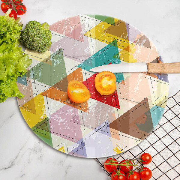 Kuchynská doska veľká zo skla Maľované trojuholníky