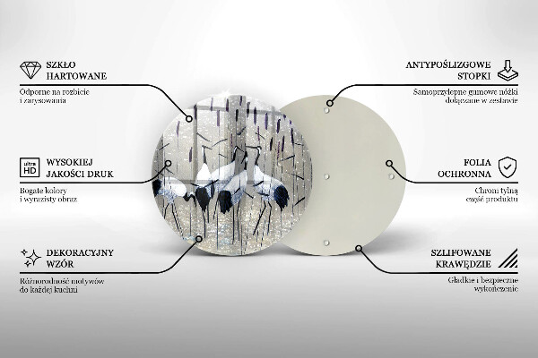 Kuchynská doska veľká zo skla Japonské žeriavy