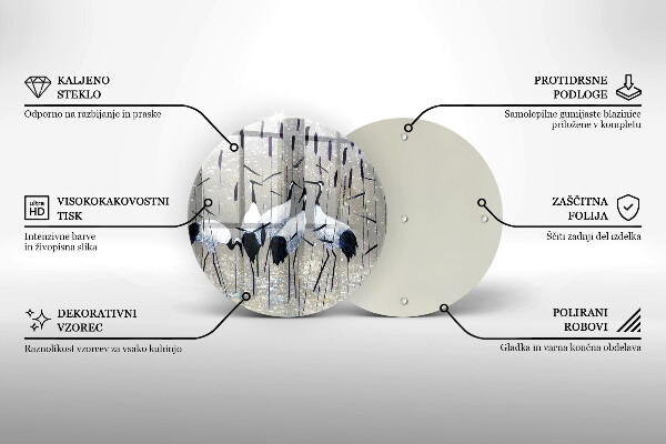 Kuchynská doska veľká zo skla Japonské žeriavy