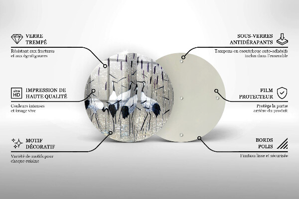 Kuchynská doska veľká zo skla Japonské žeriavy