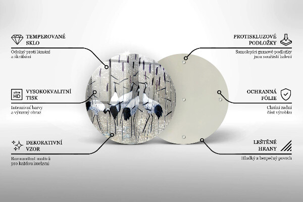 Kuchynská doska veľká zo skla Japonské žeriavy