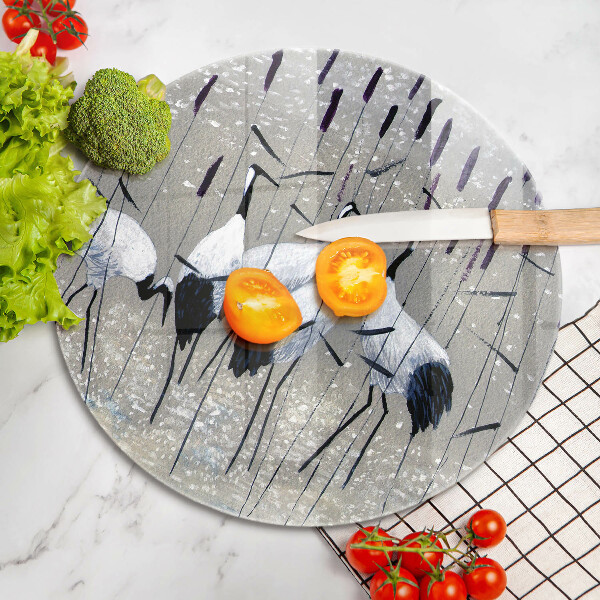 Kuchynská doska veľká zo skla Japonské žeriavy