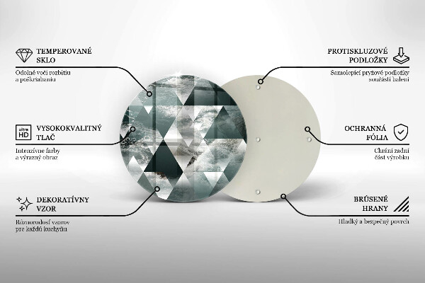 Kuchynská doska veľká zo skla Trojuholníky a voda