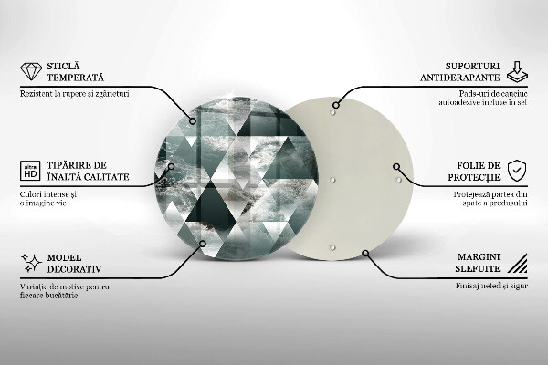 Kuchynská doska veľká zo skla Trojuholníky a voda