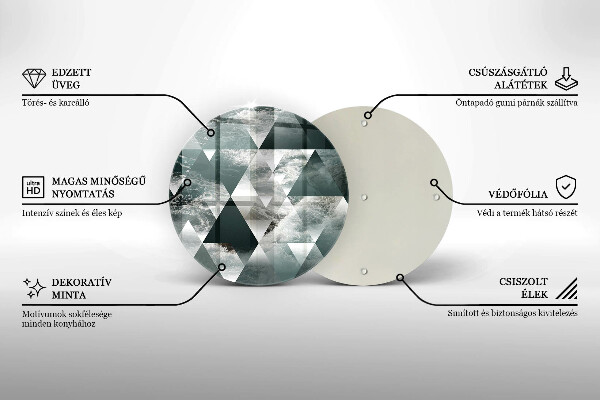 Kuchynská doska veľká zo skla Trojuholníky a voda