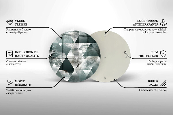Kuchynská doska veľká zo skla Trojuholníky a voda