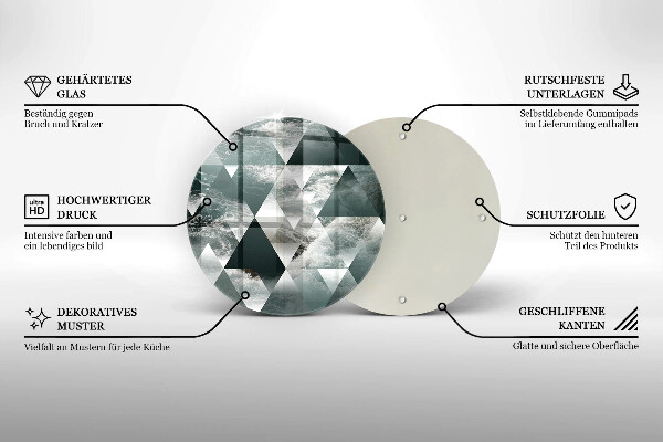 Kuchynská doska veľká zo skla Trojuholníky a voda