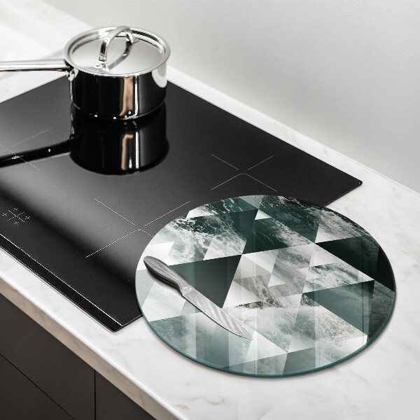 Kuchynská doska veľká zo skla Trojuholníky a voda