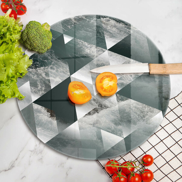 Kuchynská doska veľká zo skla Trojuholníky a voda