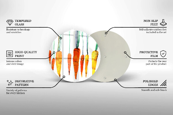 Kuchynská doska veľká zo skla Mrkva ilustrácie