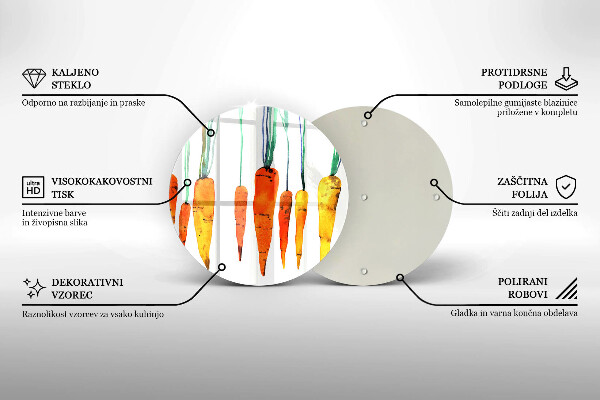 Kuchynská doska veľká zo skla Mrkva ilustrácie