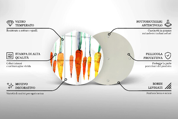 Kuchynská doska veľká zo skla Mrkva ilustrácie
