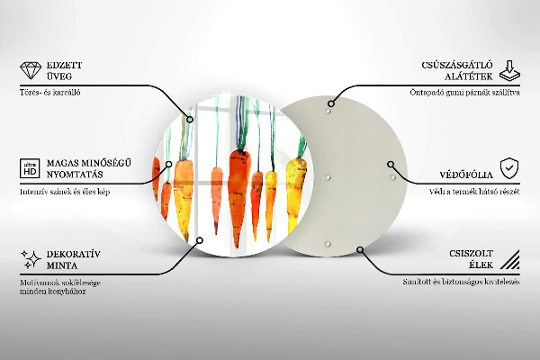 Kuchynská doska veľká zo skla Mrkva ilustrácie