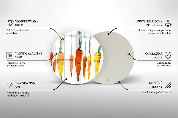 Kuchynská doska veľká zo skla Mrkva ilustrácie