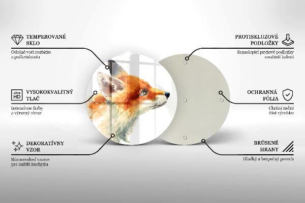 Kuchynská doska veľká zo skla Maľovaná líška
