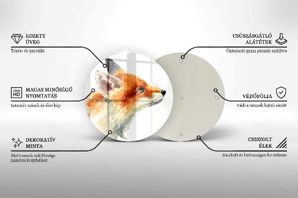 Kuchynská doska veľká zo skla Maľovaná líška