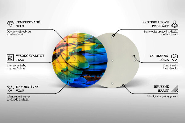Kuchynská doska veľká zo skla Farebné papagájové perie