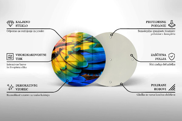 Kuchynská doska veľká zo skla Farebné papagájové perie