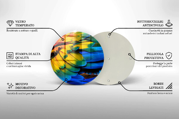 Kuchynská doska veľká zo skla Farebné papagájové perie