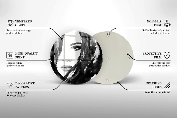 Kuchynská doska veľká zo skla Ženská tvár