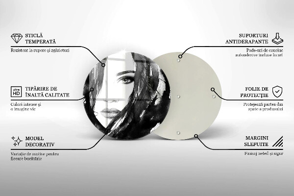 Kuchynská doska veľká zo skla Ženská tvár