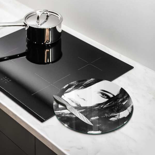 Kuchynská doska veľká zo skla Ženská tvár