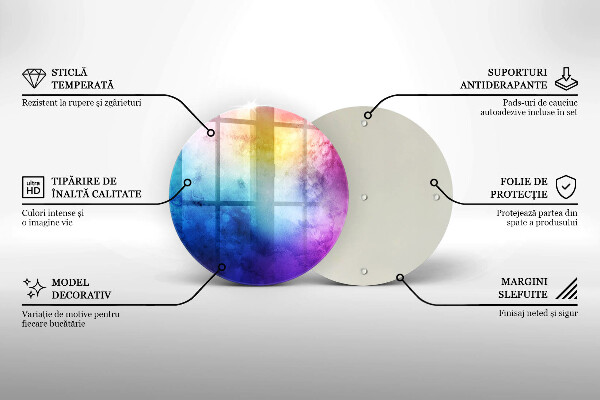Kuchynská doska veľká zo skla Dúhový akvarel strieka