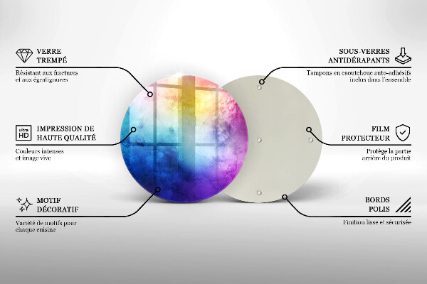 Kuchynská doska veľká zo skla Dúhový akvarel strieka