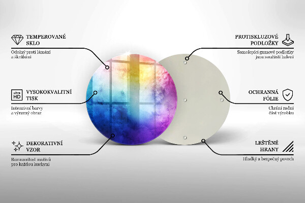 Kuchynská doska veľká zo skla Dúhový akvarel strieka