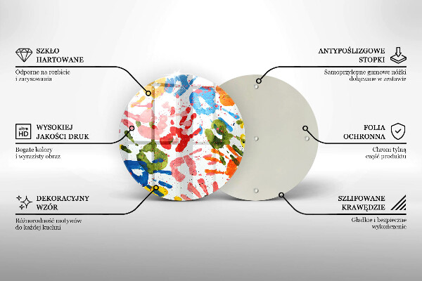 Kuchynská doska veľká zo skla Stopy detských rúk