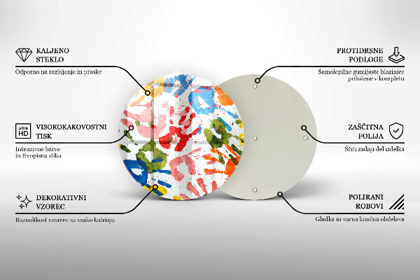 Kuchynská doska veľká zo skla Stopy detských rúk