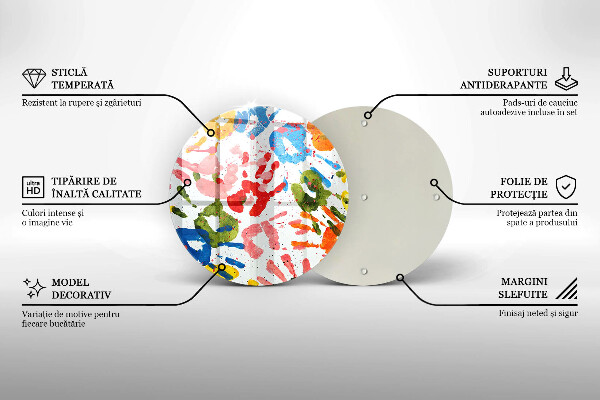 Kuchynská doska veľká zo skla Stopy detských rúk