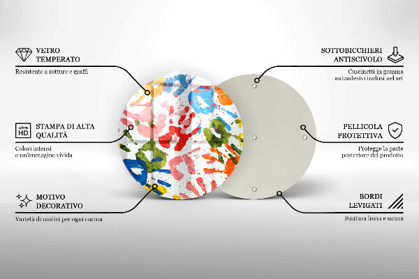 Kuchynská doska veľká zo skla Stopy detských rúk