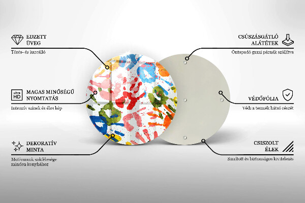 Kuchynská doska veľká zo skla Stopy detských rúk