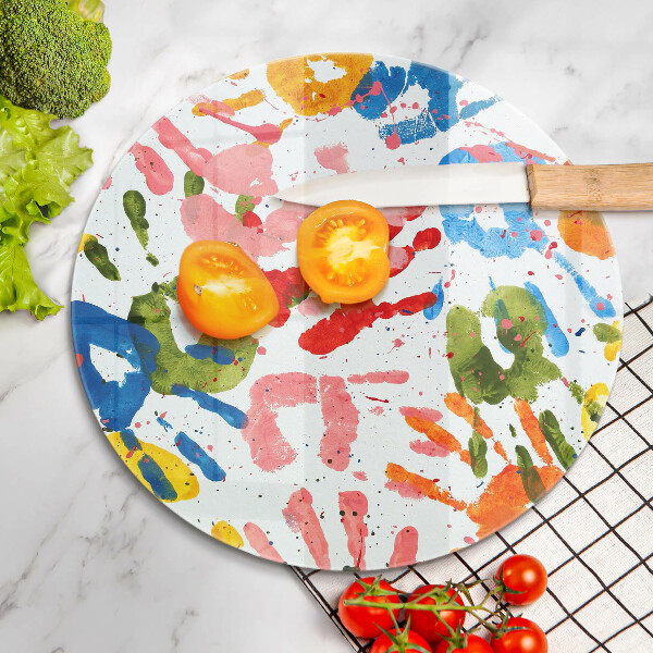 Kuchynská doska veľká zo skla Stopy detských rúk