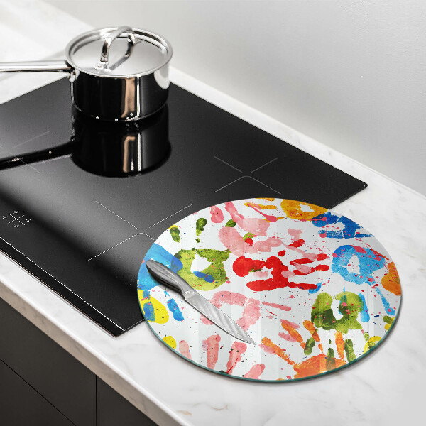 Kuchynská doska veľká zo skla Stopy detských rúk