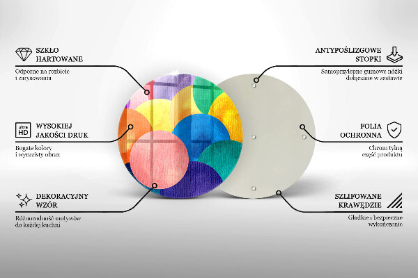 Kuchynská doska veľká zo skla Farebné kruhy