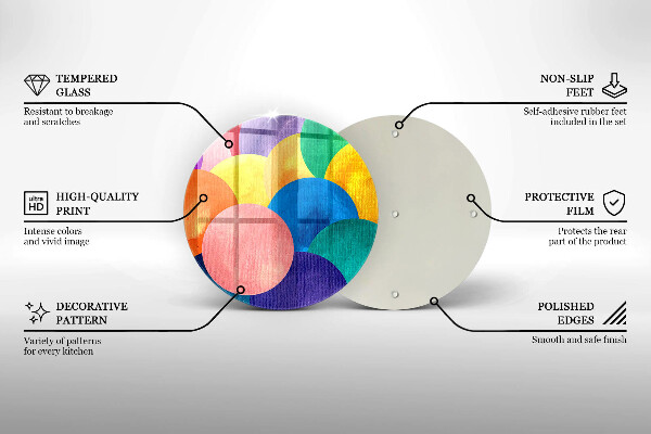 Kuchynská doska veľká zo skla Farebné kruhy