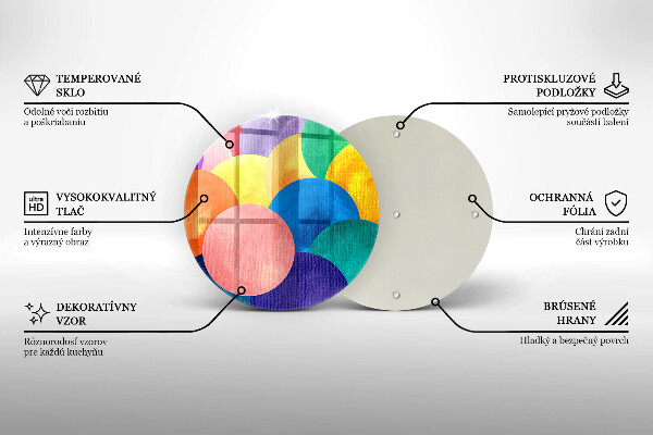 Kuchynská doska veľká zo skla Farebné kruhy