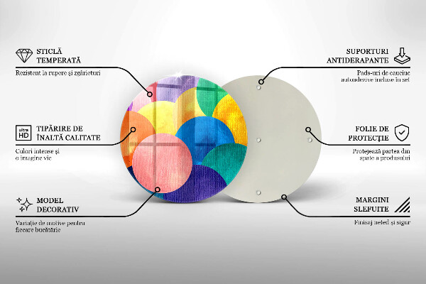 Kuchynská doska veľká zo skla Farebné kruhy