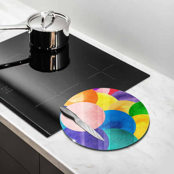 Kuchynská doska veľká zo skla Farebné kruhy