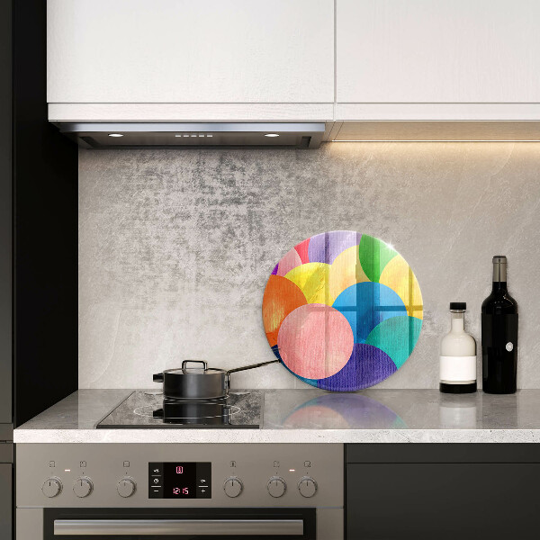 Kuchynská doska veľká zo skla Farebné kruhy