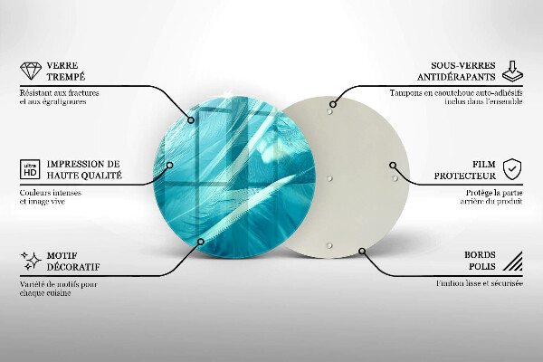 Kuchynská doska veľká zo skla Jemné perie